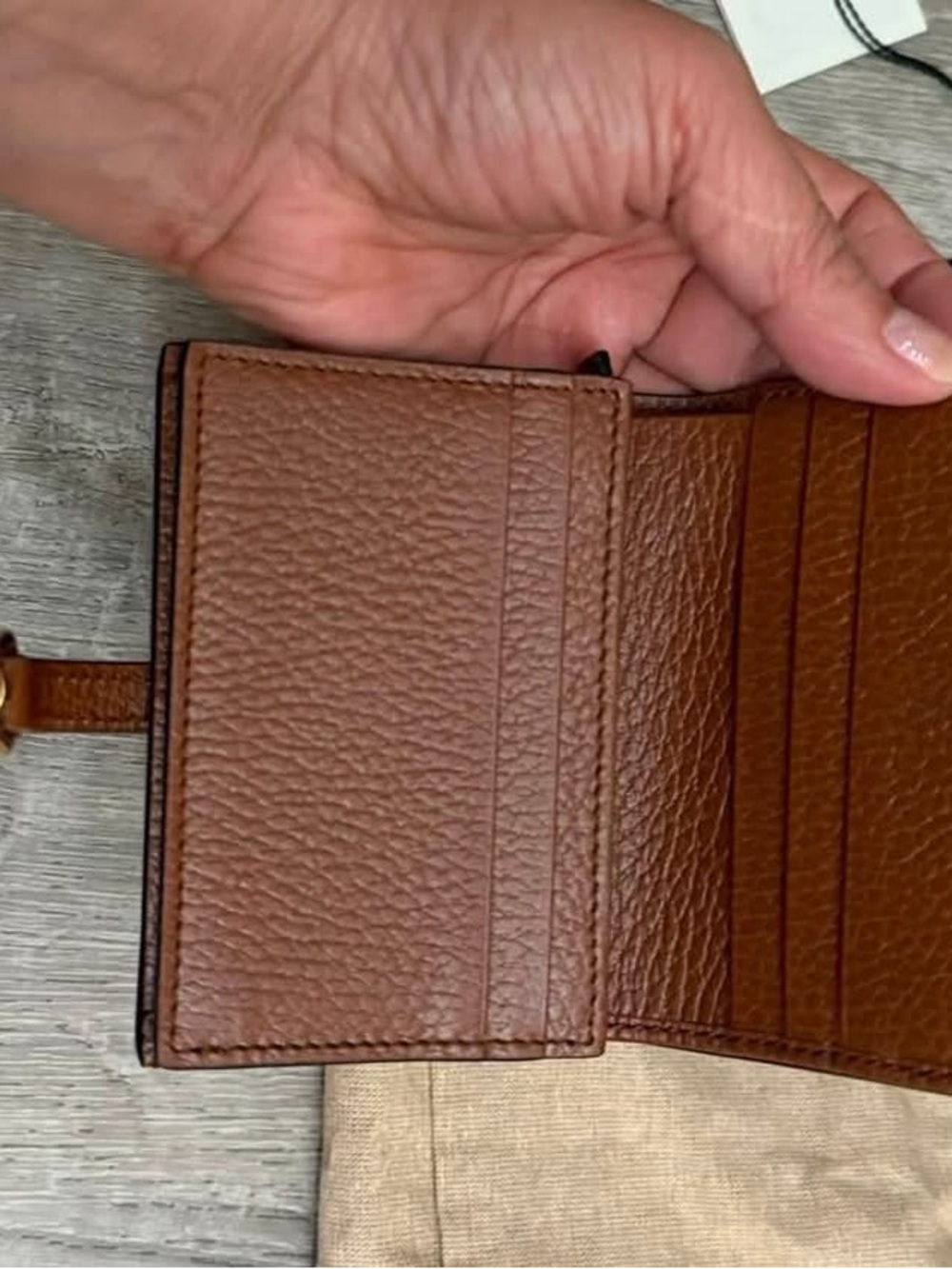 Gucci Blue GG Denim Wallet with Brown Leather Trim and Brass Horsebit - Picture 4 of 9